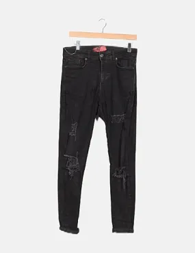 11degrees Jeans denim negro ripped