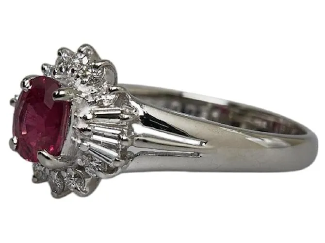 & Other Stories Anillo de platino Pt900 con rubí de 0.94 ct y diamante de 0.31 ct en excelente estado 