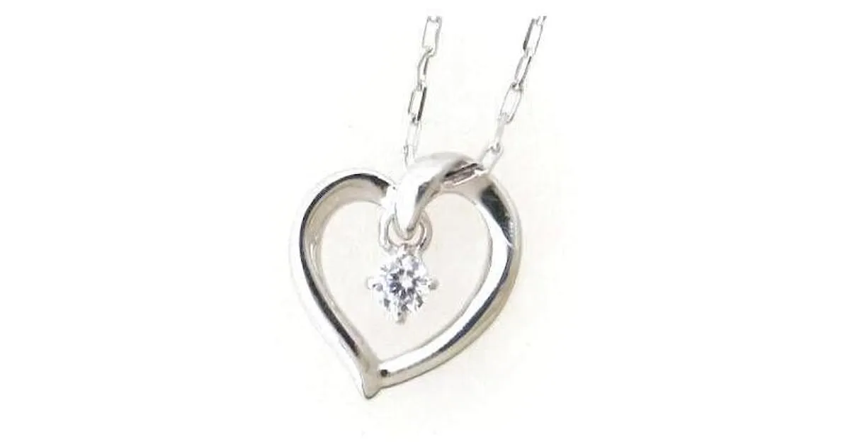 & Other Stories Collar de piedra blanca Heart 4℃ K10WG en oro blanco 111646123211 en excelente estado 