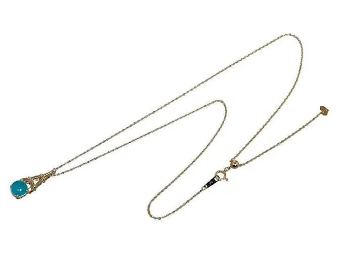 & Other Stories Collar Torre Eiffel en Apatito de 1.79 ct y Diamante de 0.02 ct en Oro Amarillo K18YG en Excelente Estado Do