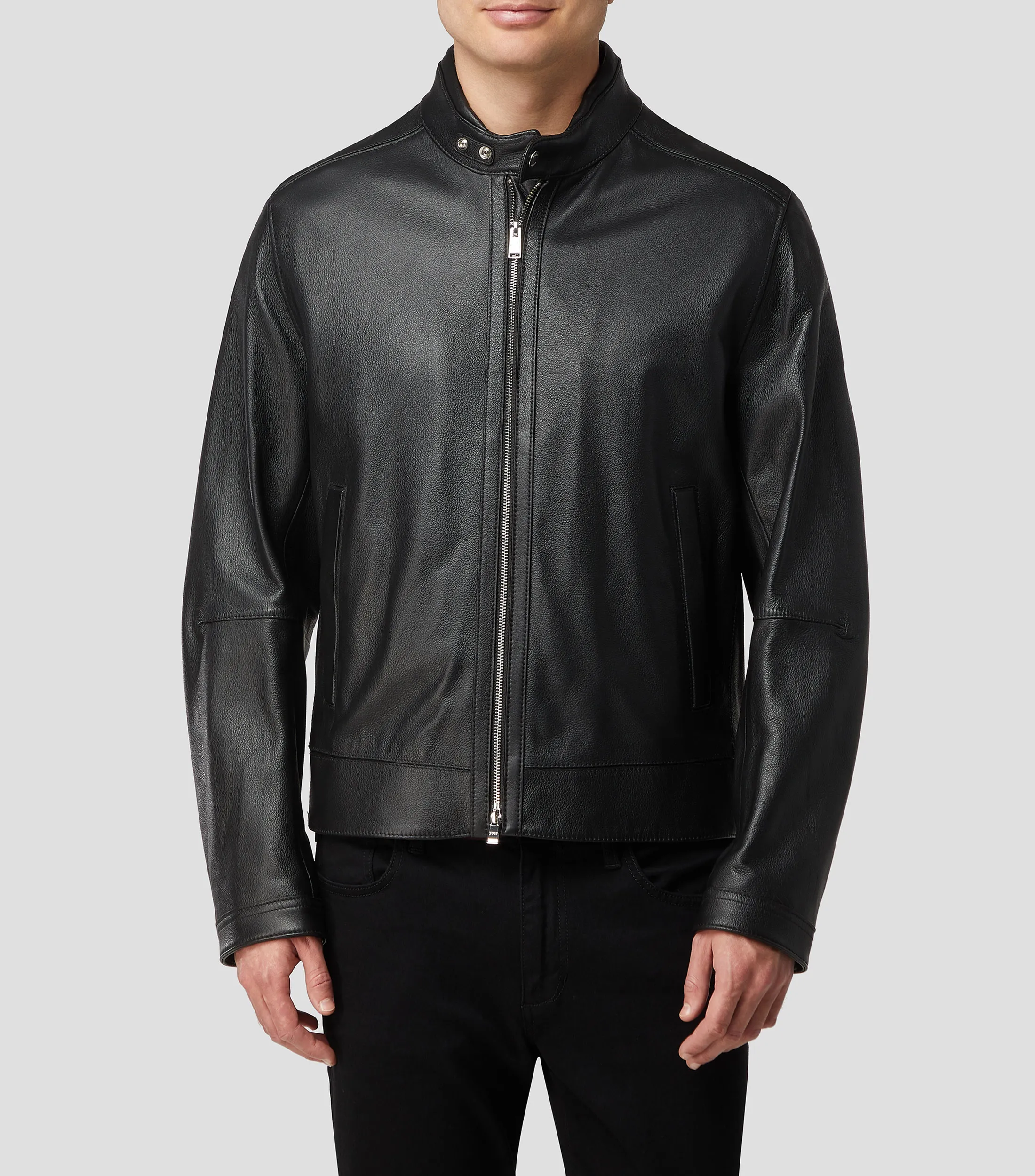 Boss Chamarra Biker de Piel Hombre