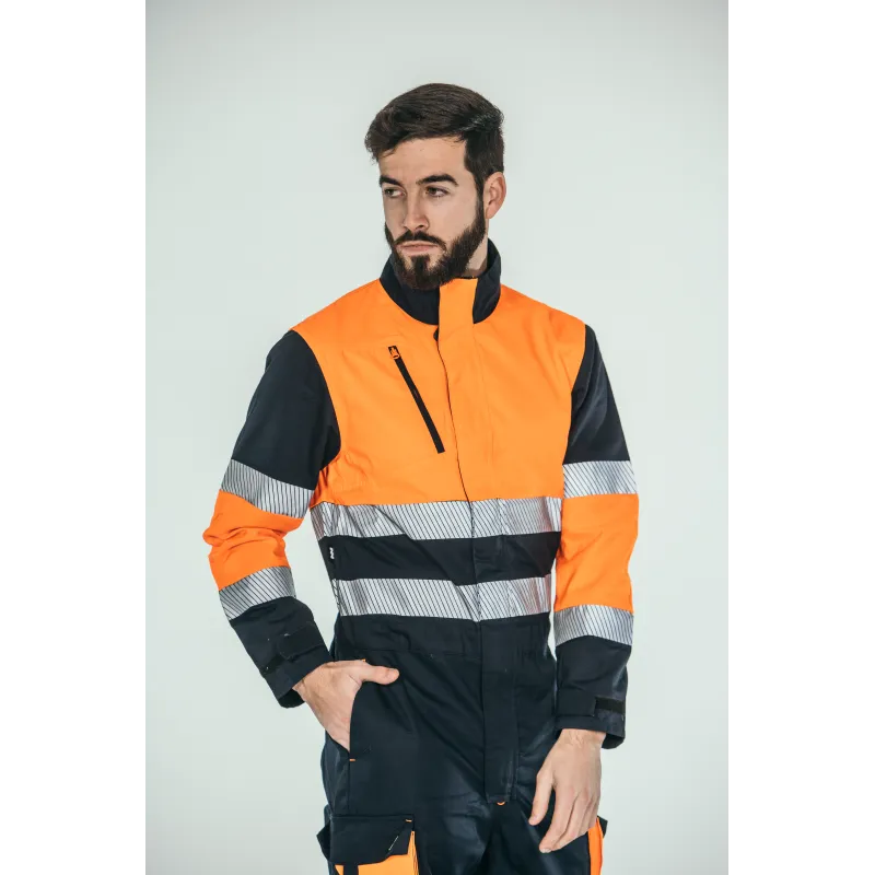 Buzo alta visibilidad HOMBRE KINGSMANN STARLIGHT, Azul Marino y Naranja Flúor