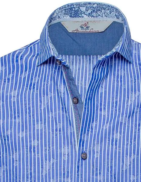Camisa Alessandro Lamura rayas azules con flores