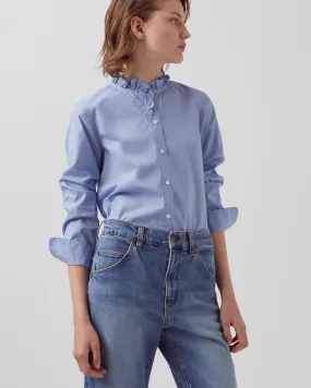 Camisa de popelina de algodón blue stripe