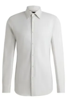 Camisa slim fit de algodón elástico con microestructura
