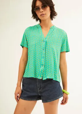 Camisa Xantik Cuello Indy Green Mustard Petals