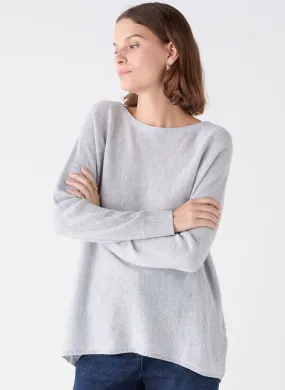 CAROLL MAMELIALU - Jersey amplio con cuello de barco metalizado de cachemira mezclada en gris