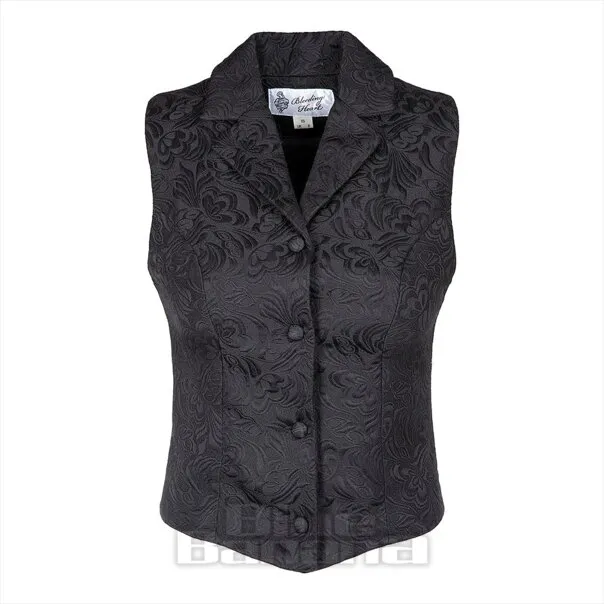 Chaleco floral en relieve con corazón sangrante (negro)