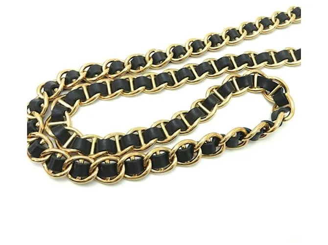 Cinturón de cuero negro con cadena Dolce & Gabbana 
