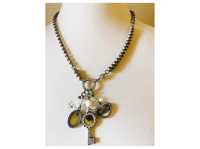 Collar vintage DOLCE & GABBANA de acero bruñido con camafeo Plata 