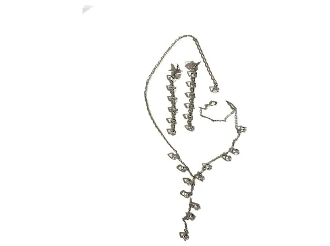 COLLAR Y PENDIENTES SWAROVSKI CUBOS DE CRISTAL Blanco 
