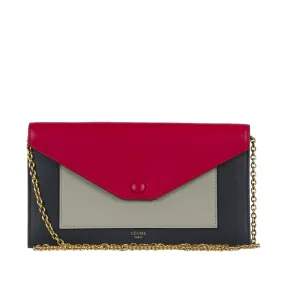 Céline Clutch Tricolor con Cadena
