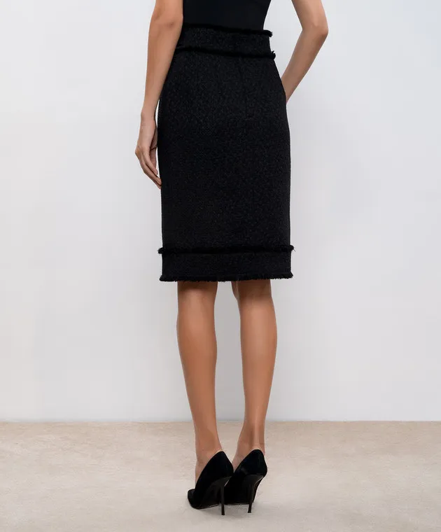 Dolce&Gabbana Black logo wool tweed skirt