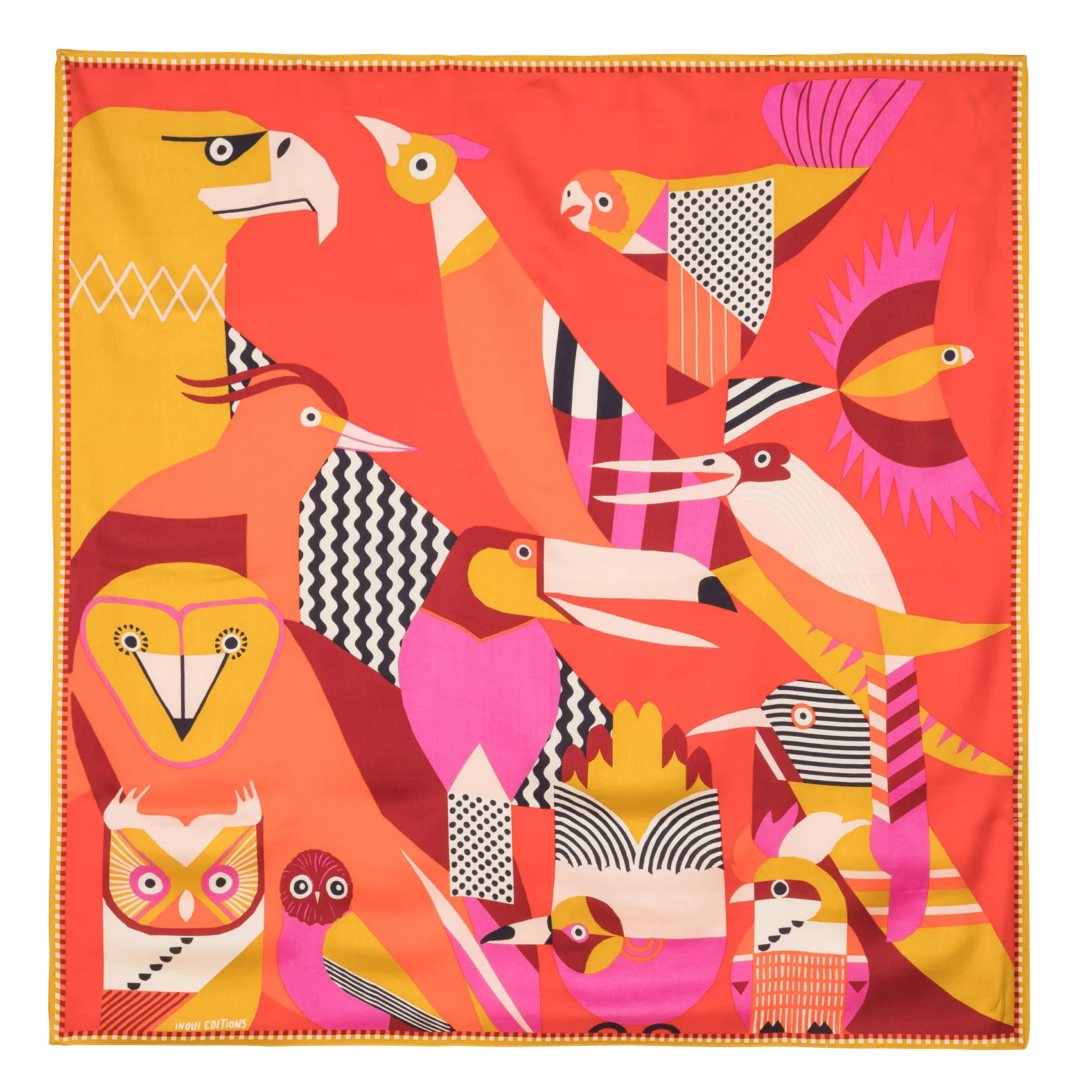 INOUI EDITIONS TRIBU - Pañuelo de seda mezclada estampado en rojo