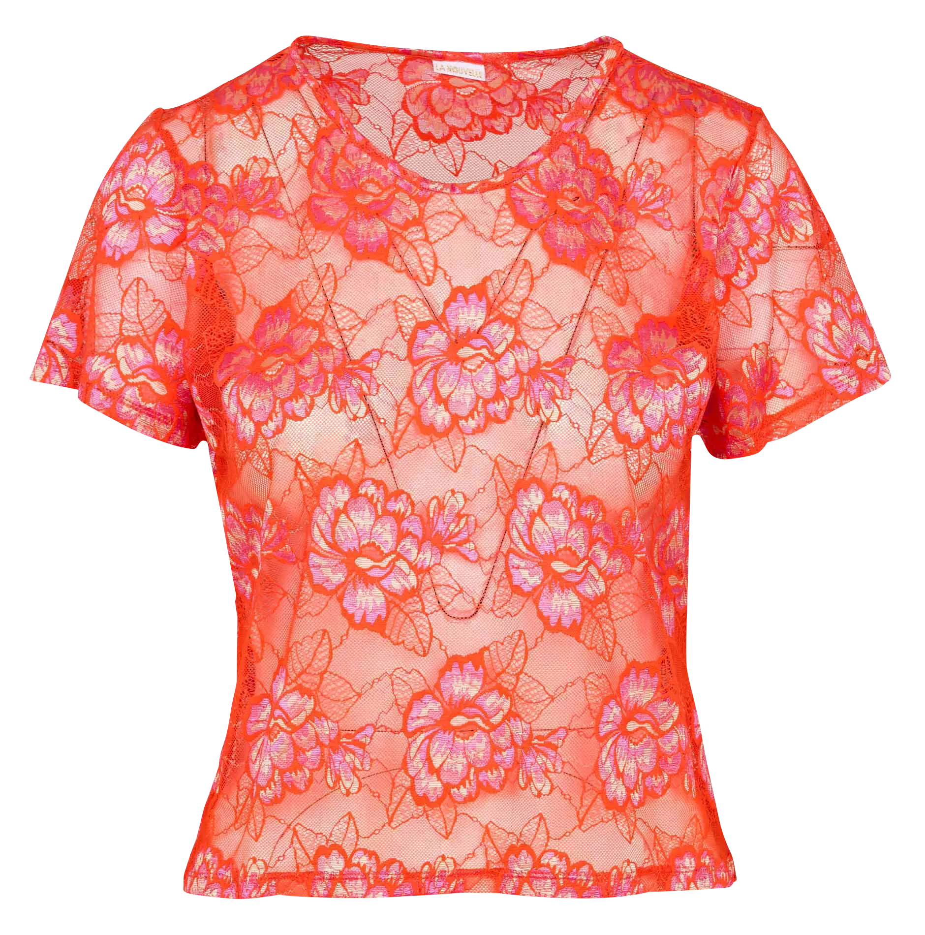 LA NOUVELLE CARLOS - Camiseta de encaje en rojo