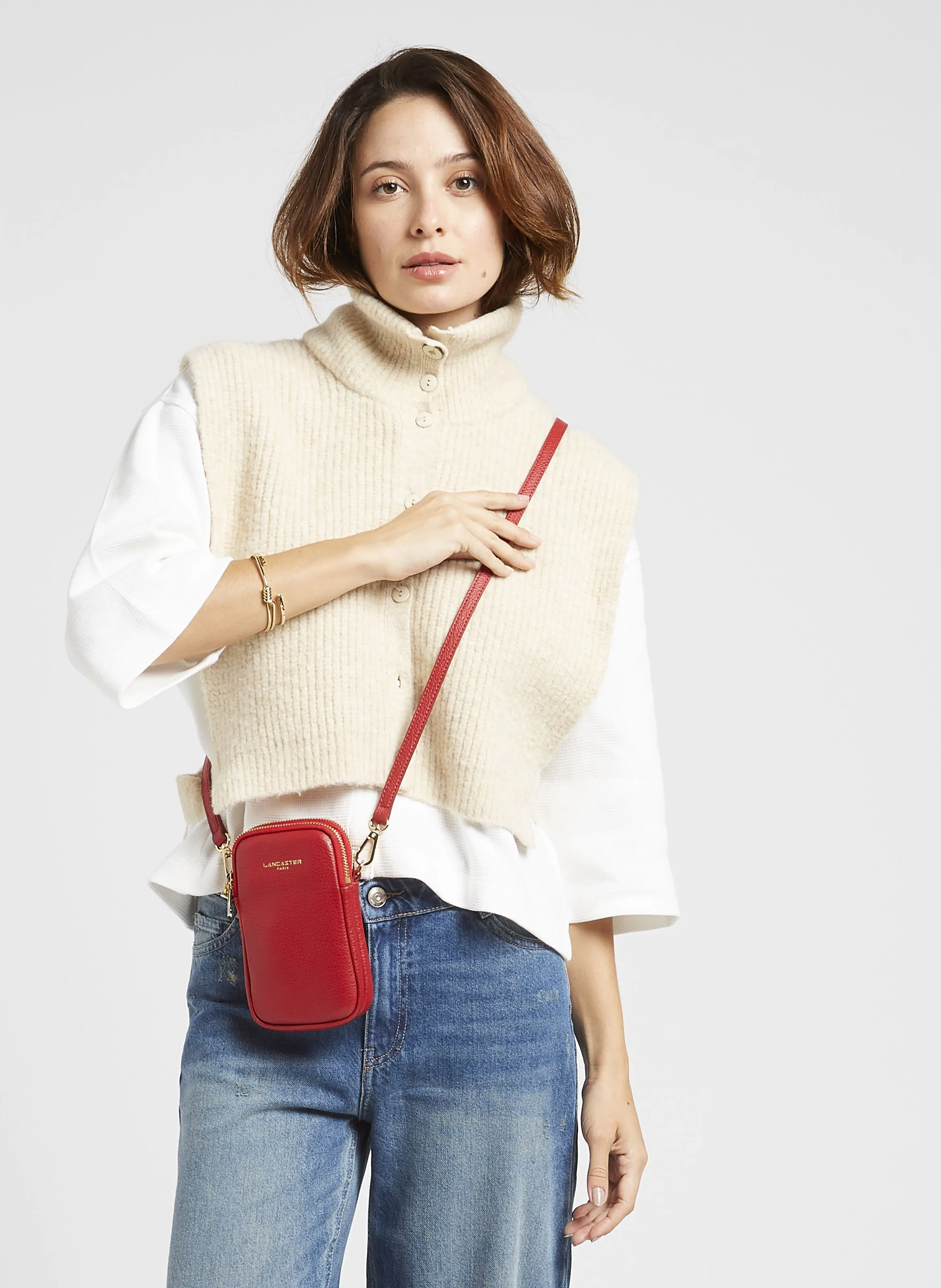 LANCASTER PARIS DUNE - Funda para teléfono de cuero en rojo