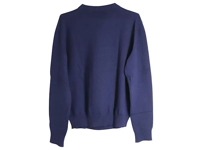 Lanvin Jersey De Punto De Intarsia Con Eslogan Flame De Lana Azul Marino Impresión de pitón 