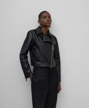 Leather-Non-Leather biker jacket woman