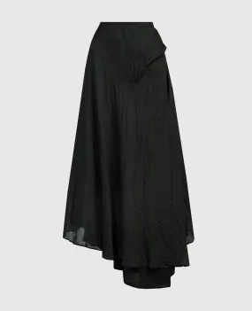 Marc Le Bihan Black asymmetric ramie skirt with a reaper effect