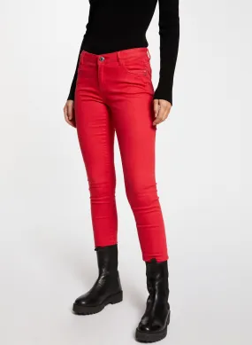 MORGAN PETRA1 - Pantalón skinny de tiro bajo de mezcla de algodón en rojo