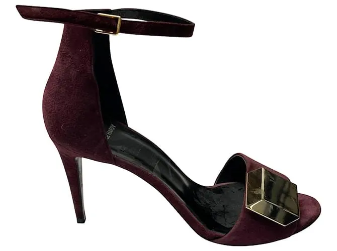 Pierre Hardy 3Tacones D Cube con tira al tobillo en ante burdeos 