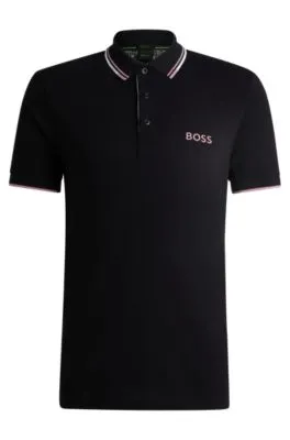 Polo de mezcla de algodón con logos en contraste