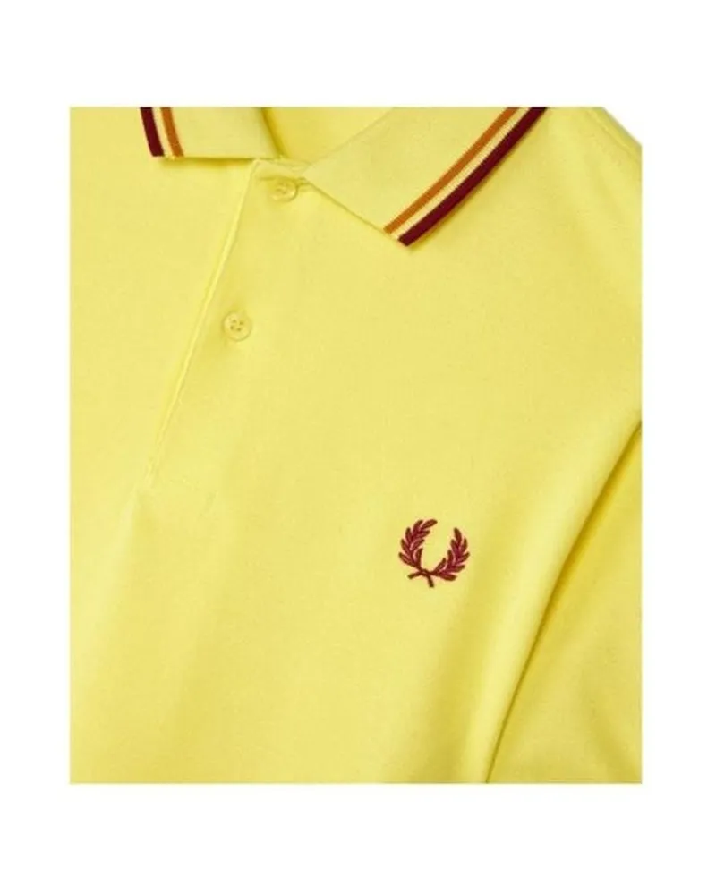 POLO FRED PERRY AMARILLO FRANAJ ROJA MANGA CORTA