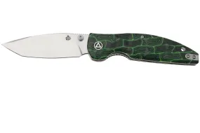 QSP Knife Turtle Punk QS158-C1 Stonewashed 14C28N Black Green G10, navaja, diseño Keanu Alfaro