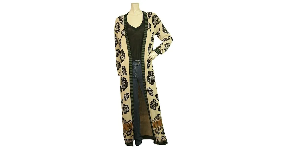 Scotch and Soda Scotch & Soda Cárdigan de punto cardigan largo con frente abierto floral verde beige talla S Multicolor 