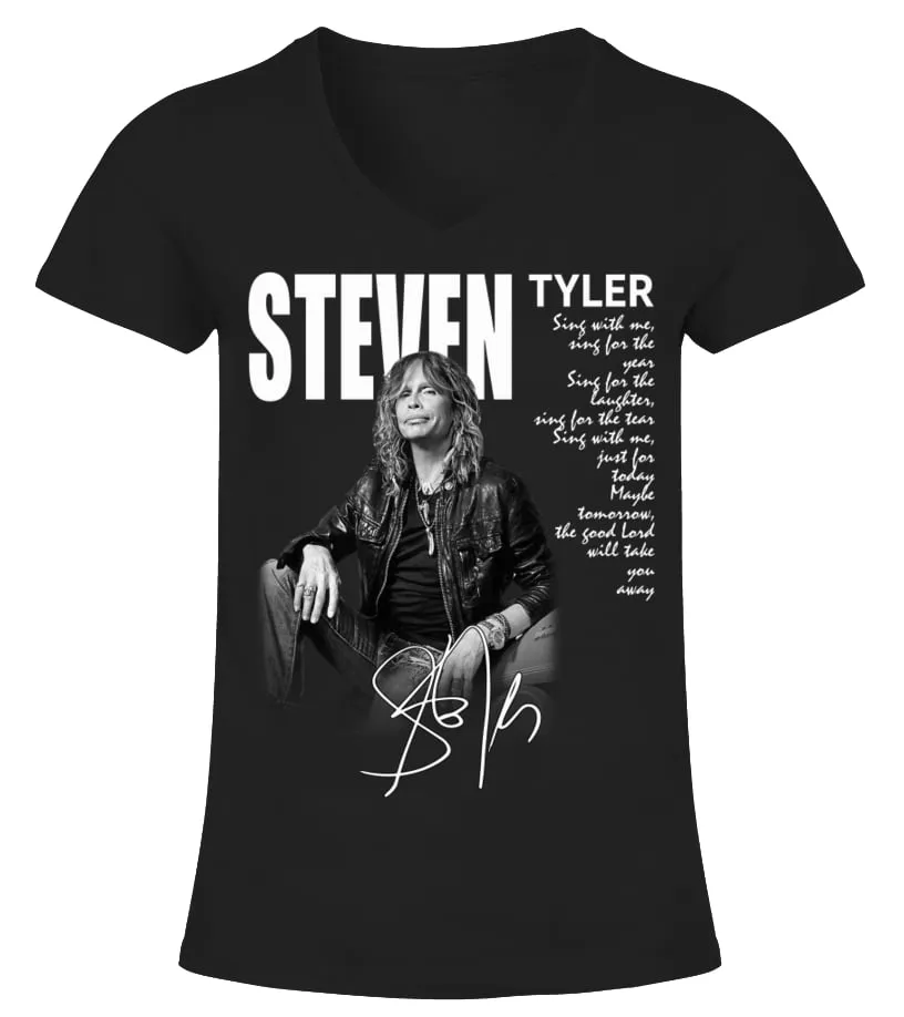STEVENTYLERLYRICS Camiseta cuello pico Mujer