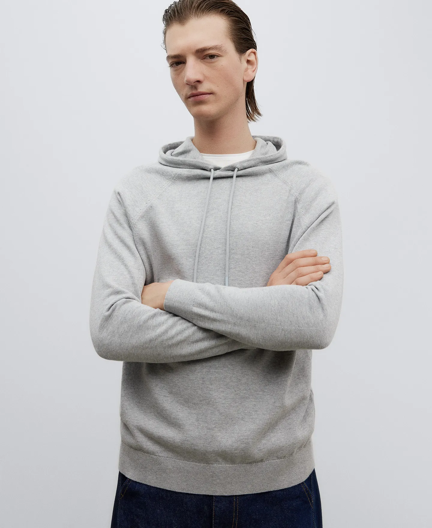 Sudadera de punto algodón gris hombre
