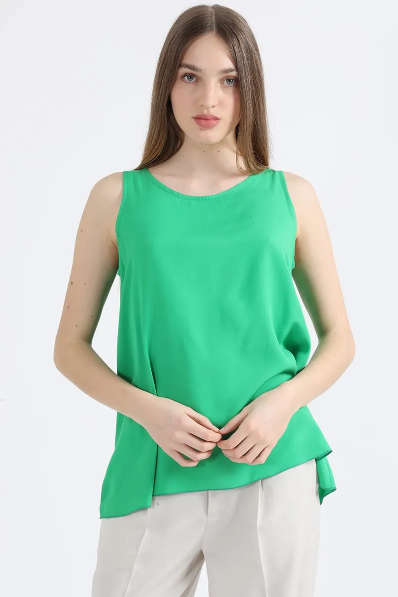 TOP BASICO EVASE, VERDE, COLECCIÓN ITALIA