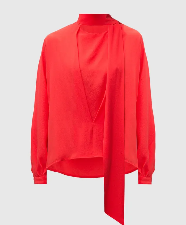 Victoria Beckham Red silk blouse with ascot collar